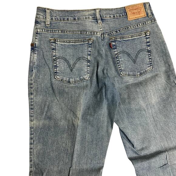 Levi's 550 Vintage Relaxed Boot Jeans Women 10M 32X30 Light Wash Distressed Y2K - Picture 1 of 13